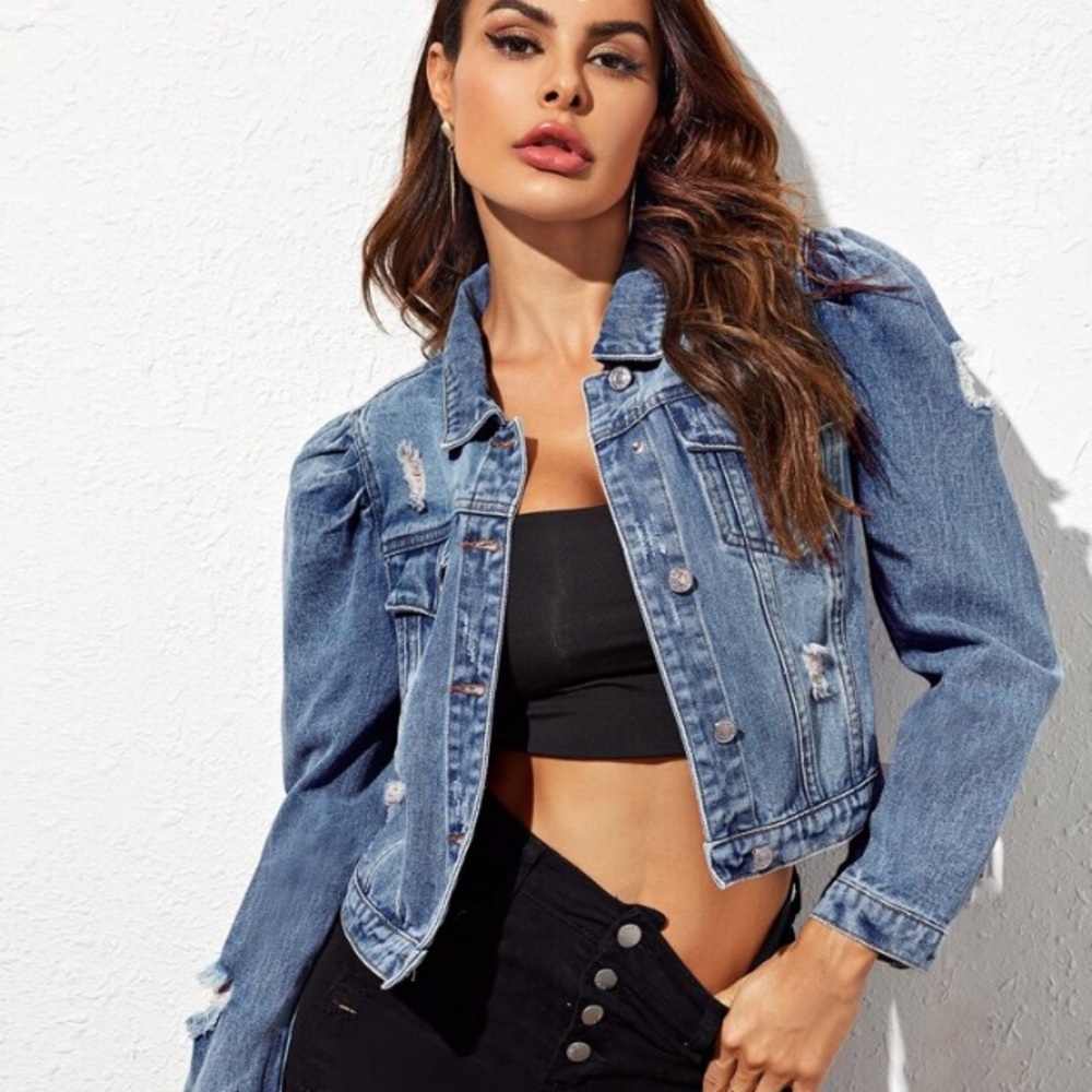 DKNY cropped jean jacket
